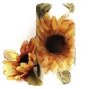 Single Large Decorative Painted Yellow Sunflower White Pillar Candle Autumn