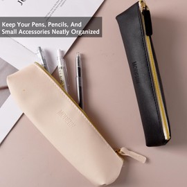 Luxiremi 2 PCSLeather Pen Pencil Case, Cute Pencil Pouch Small Pen Bag Aesthetic Stationery Bag Lovely Zipper Pouch Portable Cosmetic Bag Organizer for Pen Pencils！