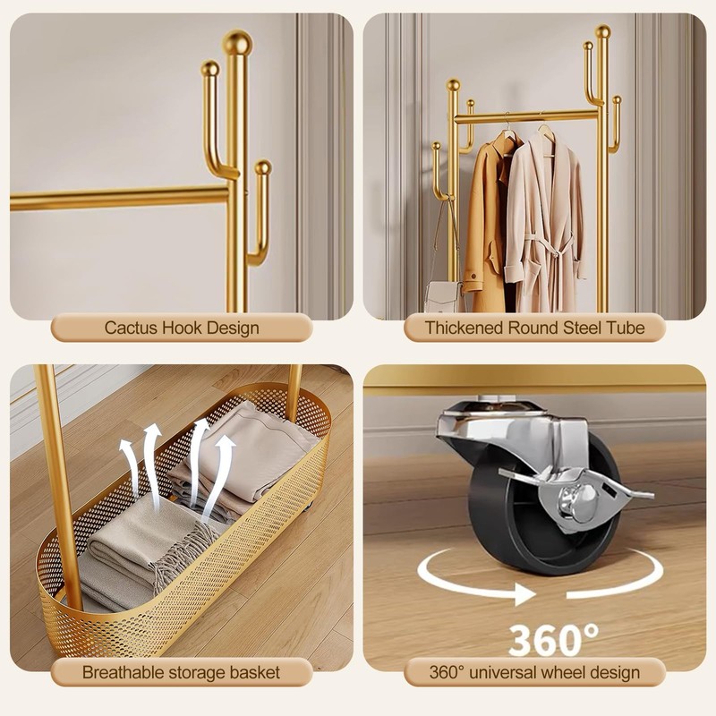 Ergocar Coat Stand. A jacket hat rack with a basket,