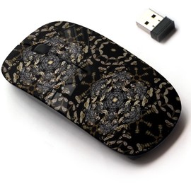 CJCBROES 2.4G Wireless Mouse with Cute Pattern Design for All Laptops and Desktops with Nano Receiver - Floral Ornament Brocade Textile