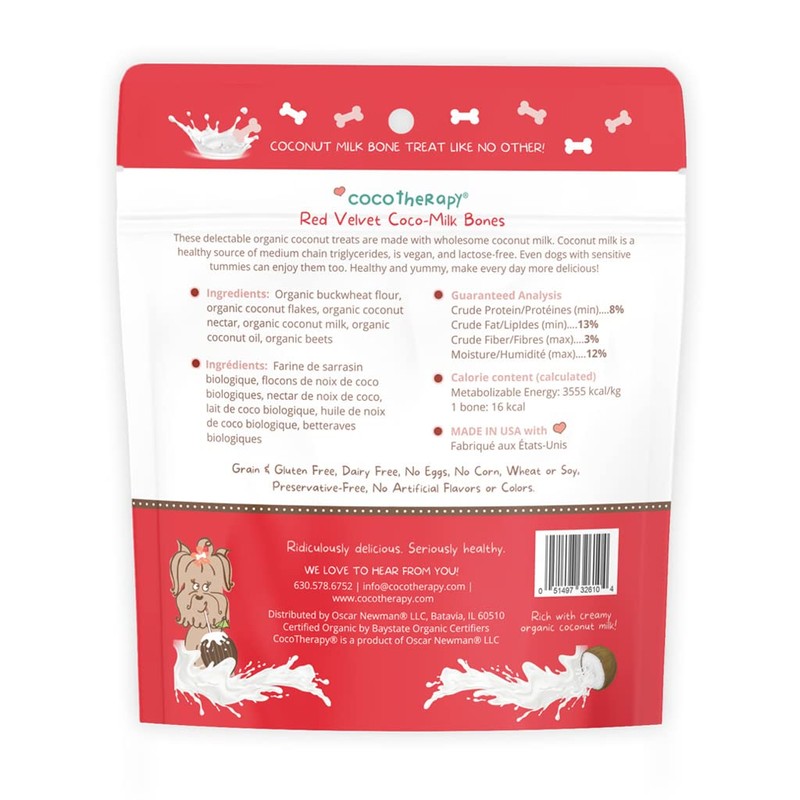 CocoTherapy Coco-Milk Bones Dog Treat (Red Velvet) 6 Oz.