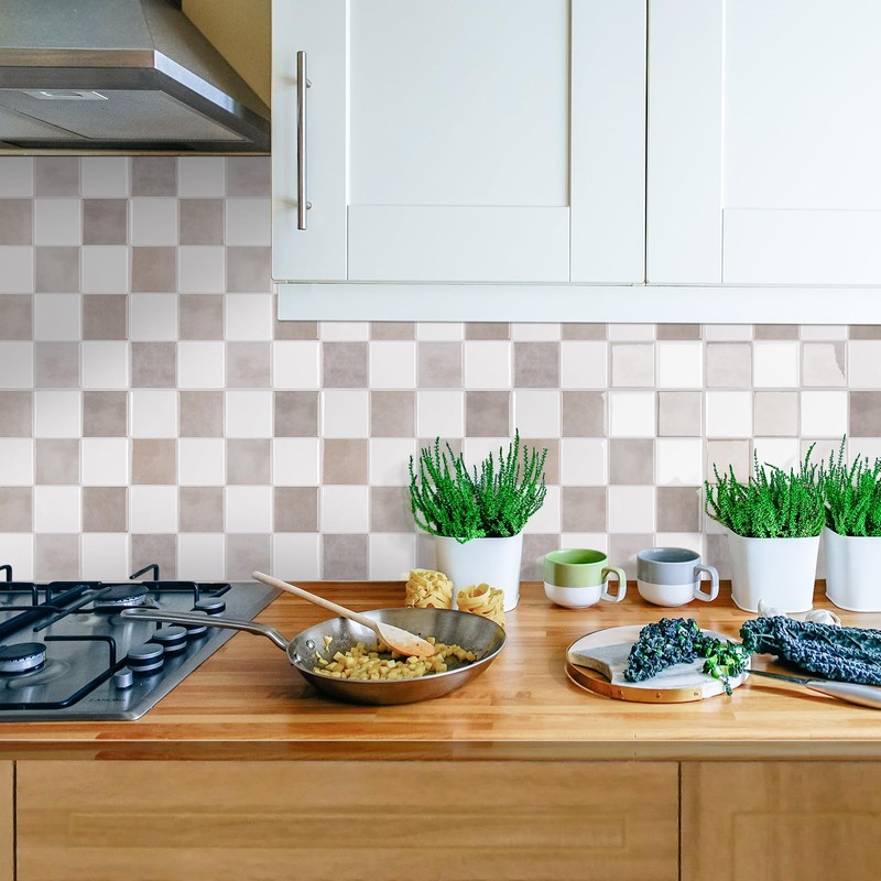 WalDecoo Square Tile Stick on for Kitchen, 3D Mosaic Tile
