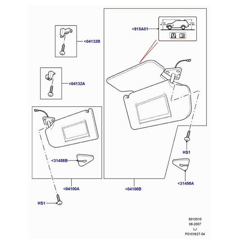 Interior Left Sun Visor Hook Clip EGP000050VAE Compact Size Replacement