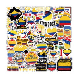 63Pcs Colombia Stickers Pack, Aesthetic Graphic Vinyl Waterproof Sticker Decals for Water Bottle,Laptop,Phone,Skateboard,Scrapbooking,Bumper Choice for Kids Teens Adults Fans for Party Supply