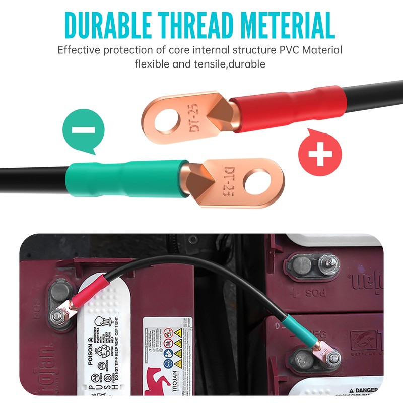 10L0L Golf Cart Pure Copper Battery Cables Compatible with EZGO