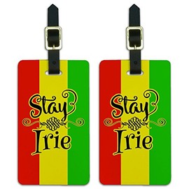 Stay Irie Rastafarian Flag Luggage ID Tags Suitcase Carry-On Cards - Set of 2
