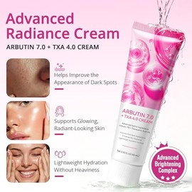 Arbutina 7% + ácido tranexámico 4% crema, crema de arbutina con niacinamida | Corrector de tono de piel y manchas oscuras, hidratante facial para todo