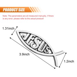 2pcs Jesus Fish Decal Sticker, 3D Faith Fish Emblem Sticker, Car Chrome Decal Emblem Sticker, Christian Fish Symbol Decal for Vehicle Decoration (Silver)