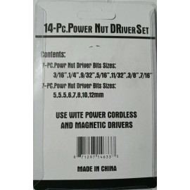 Power 14PC Power Nut Driver Drill Bit Set Socket Bit Adapter metric & SAE Socket for W