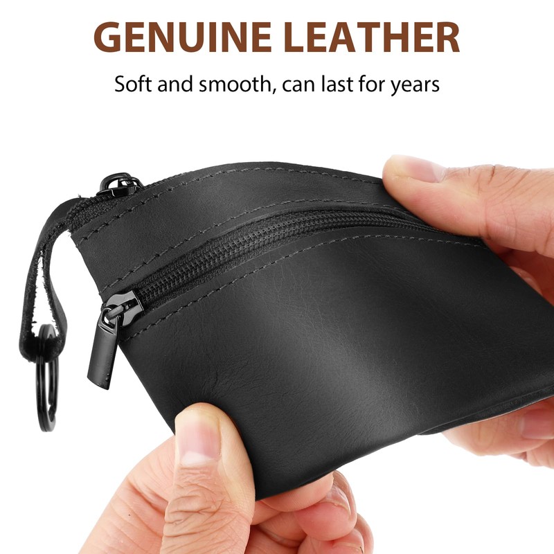 Amaxiu Genuine Leather Mini Coin Purse, black, Classic
