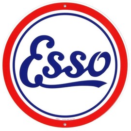 Signs 4 Fun Large Round Sign | Esso Oil Sign | 24” Diameter | Embossed Aluminum Sign | Made in the USA