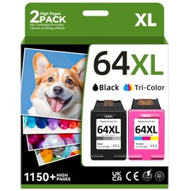 64XL Ink Cartridge Compatible for HP 64 Ink Cartridges Black/Color ComboPack Compatible for HP Ink 64 Fit for Envy Photo 7855 7858 7100 7155 7120 7800 7158Inspire 7950e 7955e Tango Printer