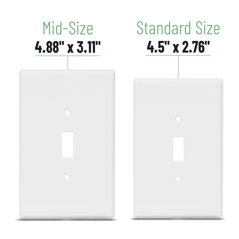 Bates- Light Switch Plates, 10 Pack, 4.88" x 3.11", Mid-