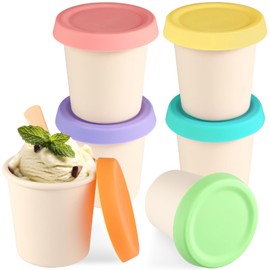 Kamehame 6oz Silicone Ice Cream Containers with Lids, Mini Tubs Set of 6 Small Ice Cream Storage Container for Homemade Icecream