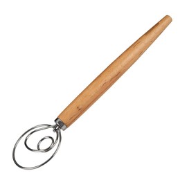 Fackelmann Pasta, Focaccia and Dough Whisk - Whisk for Airy Doughs - Danish Whisk with Ergonomic Beech Wood Handle