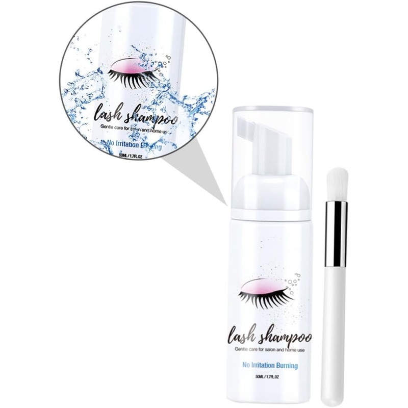 Espuma Limpiadora para Pestañas 50Ml con Cepillo Champú para Extensiones
