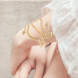 Brazalete Serpiente Dorado Ajustable, 2 Piezas, Pulsera Para Brazo, Accesorios De Moda Para Fiesta, Boda, GraduacióN, Regalo Para Mujeres Y Familia