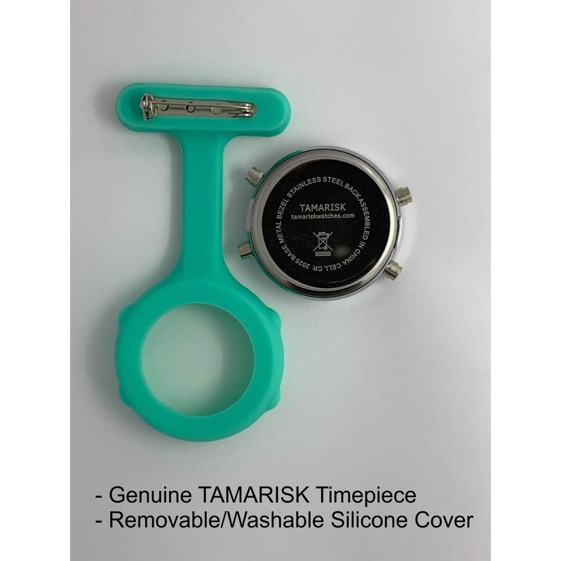 Tamarisk Pin-on Nurse Watch - Multi-Function Digital Display, Green, Digital