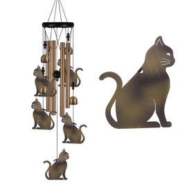 Garden Cat Wind Chimes Outdoor Indoor Decor - with 4 Tubes 4 Bells 5 Cats Wind Chime, Mobile Romantic Cat Wind Catcher, Cats Windchimes for Home, Mom Gifts, Balcony, Tree, Festival, Garden Decoration