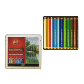 KOH-I-NOOR Set of 24 Polycolour Colour Pencils in a Metal Gift Box - Exclusive Colour Selection for Landscape Painting