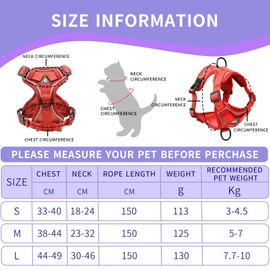 Tikxlafe Cat Harness with Leash, 150 cm, Cat Leash with Harness, Polyester, Adjustable Cat Leash Set, Escape Proof for Kittens (Red, S)