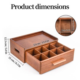 Auckyeer Pine Wooden Tea Bag Organizer, Tea Box Organizer Storage Box, Coffee and Tea Drawer Organizer, Tea Bag Holder Station for Countertop Gift for Tea Lovers Containers for Caddy Packet