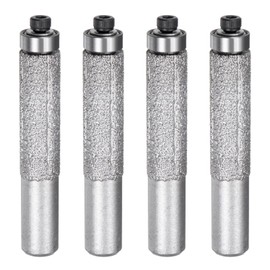 uxcell 4 Pcs Diamond Profile Straight Router Bit 13.3mm Dia 1/2" Shank 46 Grit Wet Dry Use Brazed Cylinder Profile Wheel with Bearing for Marble Quartz Stone Tile Edge Cutting