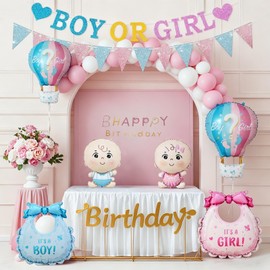 PAKESI 6 Pcs Gender Reveal Balloons Set, Pink and Blue Mylar Foil Balloons for Baby Shower Decorations, Gender Reveal Party Supplies