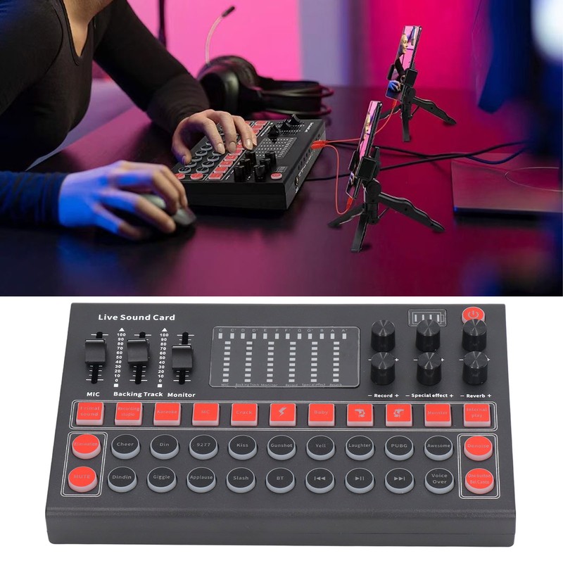 Voice Changer Sound Board LED Display Noise Reduction Bluetooth Dual