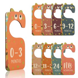 BOXOB 8pcs Baby Closet Dividers for Clothing Organizer, Double-Sided Baby Wardrobe Organizer Divider Wooden Clothes Size Classification Hanger from Newborn to 24 Months Nursery Decor Gift (Color 1)