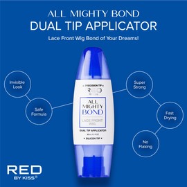 Red by Kiss All Mighty Bond Lace Front Wig Glue, Dual Tip Applicator, Instant Drying, Water Resistant, Strong Hold for Wigs, Frontals, Toupees, Safe for Sensitive Skin