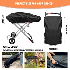 Grill Cover for Weber 9010001 Traveler Portable Gas Grill - Heavy Duty Waterproof Oxford Fabric and Adjustable Hem Grill Cover Grill BBQ Accessories