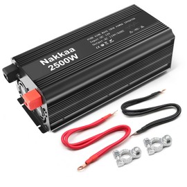 Nakkaa Rated Power 2500W Pure Sine Wave Power Inverter DC Input 12V to AC Output 110V/60HZ with Dual Sockets and 2.1A USB Interface