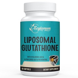 Zeylamum Cápsulas blandas de glutatión liposomal de 2400 MG, absorción máxima, forma activa reducida de L-glutatión (GSH), con ácido hialurónico, resv