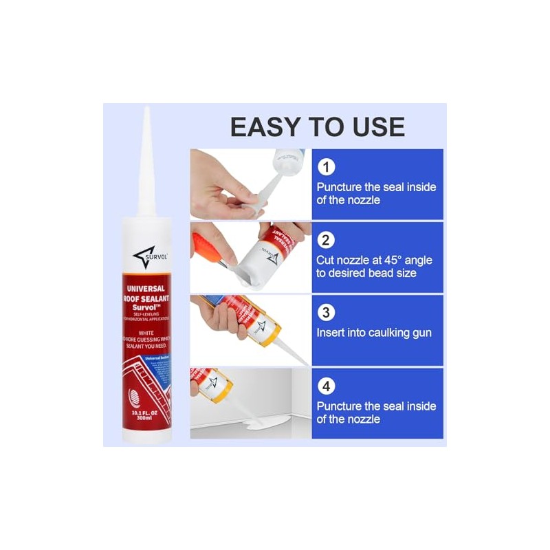 Survol RV Roof Sealant - Self-Leveling Caulk for All Weather