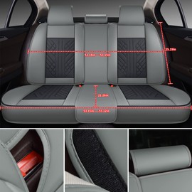 GXT Bench Seat Cover, Premium Faux Leather Bench Seat Covers for Trucks - Universal Fit for Most Sedans SUV Pick-up Truck, Durable for Long Lasting Protection(Grey and Black)