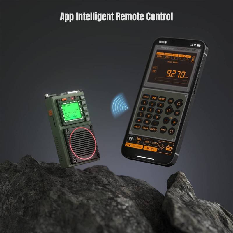 Raddy RF75A APP Control Shortwave Radio, Portable Shortwave Radios AM/FM/VHF/SW/WB