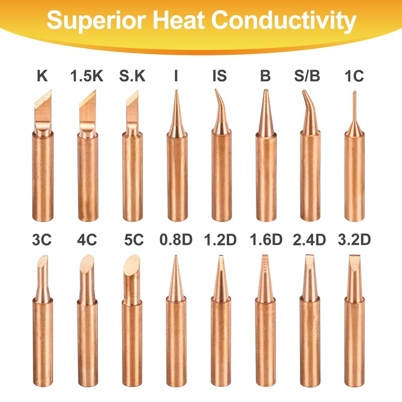 sourcing map 1 Set 900M Soldering Iron Tips Copper Non-Magnetic