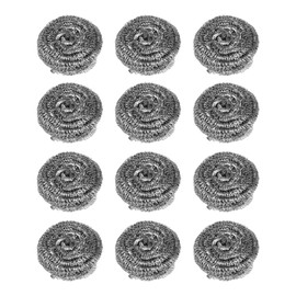 12 Pack Stainless Steel Scrubber Pads for Dishes, Pots, Pans, Ovens, Grills – Heavy Duty Steel Wool Pads for Tough Messes, Kitchen, Bathroom Cleaning – Durable Metal Scrubbers,Steel Wool,Metal Sponge
