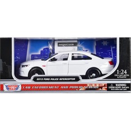 2013 Ford Police Interceptor Unmarked White Police Car 1/24 by Motormax 76924
