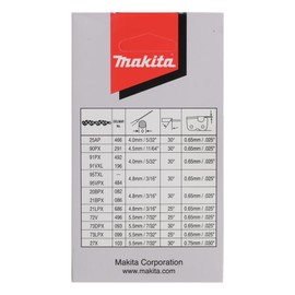 Makita 191H01-8 Chainsaw Chain 30 cm, 90PX, 46 Drive Links, 1.1 mm, 3/8 Inch LP, Semi Chisel, Double Cutting Corners, Low Kickback, Coarse Cutting Pattern