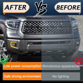 Front Bumper Fog Light DRL for Toyota Tundra 2014-2021 Switchback White Fog Lamp Daytime Running Lights Sequential Amber Turn Signal Light