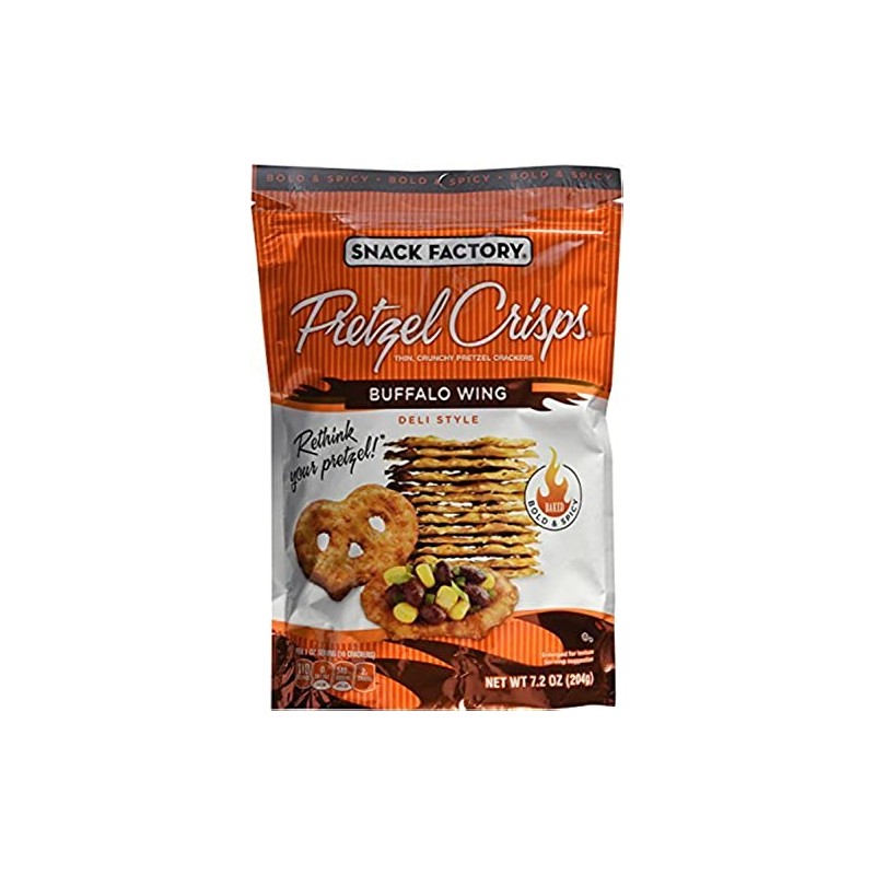 Snack Factory, Pretzel Crisps, Buffalo Wing, 7.2oz Pouch (Pack of