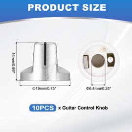 sourcing map 10pcs Silver Guitar Effect Pedal Knob, 9/16" Plastic Insert Electric Guitar Knobs for Amplifier Guitar Bass Volume Control