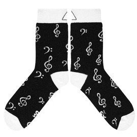 cup of sox Funny Women's Socks with Notes and Songs Pattern, Colourful Men's Socks for Musicians, black