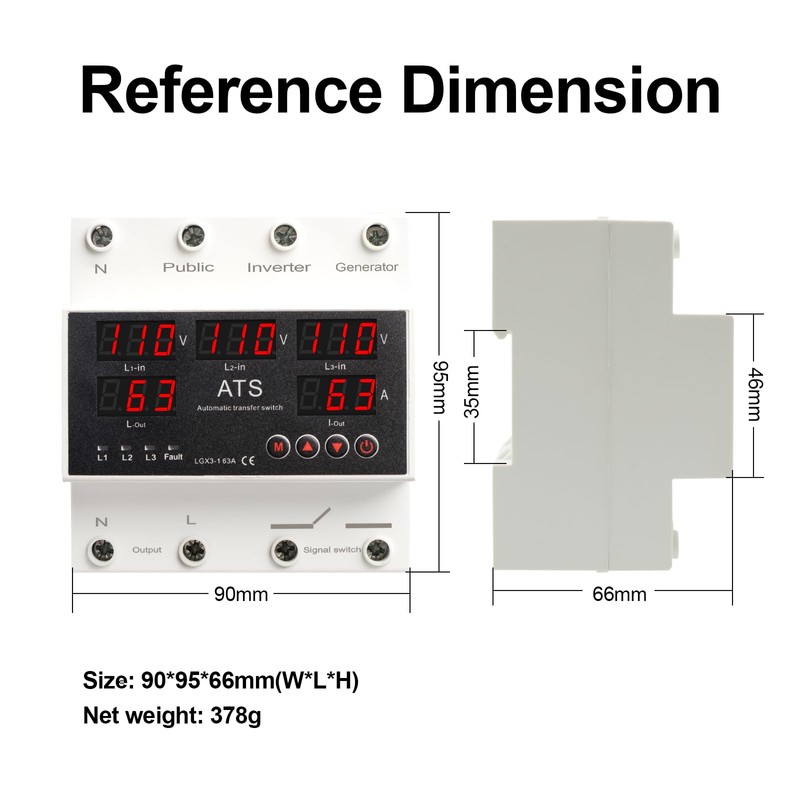 OELFFOW 4P 63A 110V ATS Automatic Transfer Switch - L1