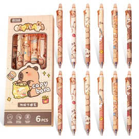 KWJEIULSOQ 12 PCS Erasable Pens, Capybara Erasable Gel Pens 0.5mm Blue Cartoon Cute Animal Pen, Capybara Stationery Set For Student Gifts Office School Supplies