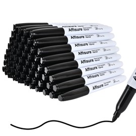 Affisure Permanent markers, 60 packs permanent markers bulk, quick drying in one second, waterproof, smooth, not easy to erase, durable, can be marked on glass, tiles and cloth, office supplies
