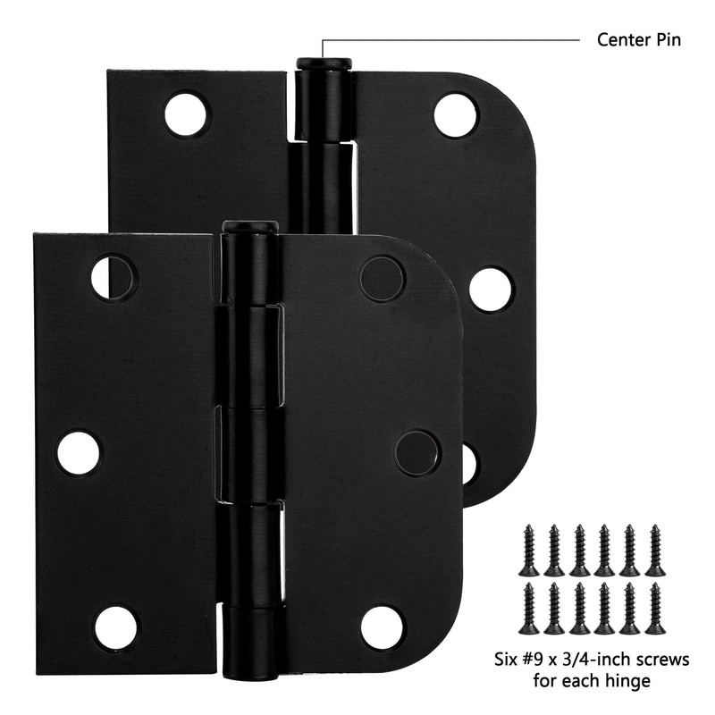 Zion Round & Square Matte Black Hinges - Bundles (24