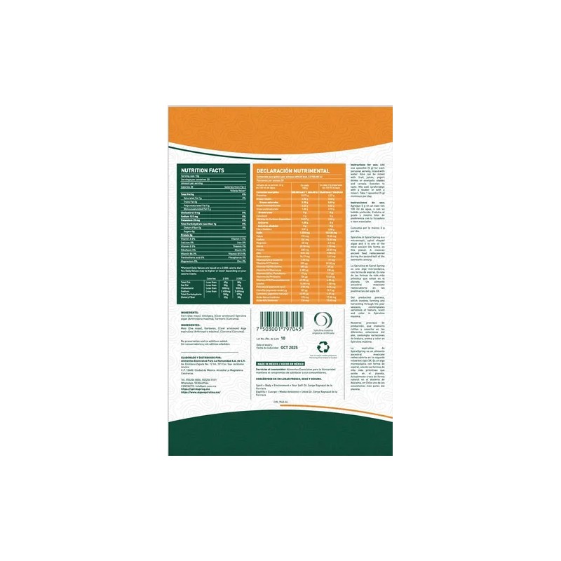 Alga Spirulina + Garbanzo + Curcuma Pack De 2 Bolsas